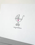 letterpress baby stroller greeting card