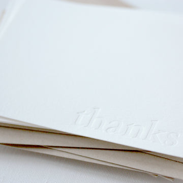 letterpress note cards - blind impression - thanks