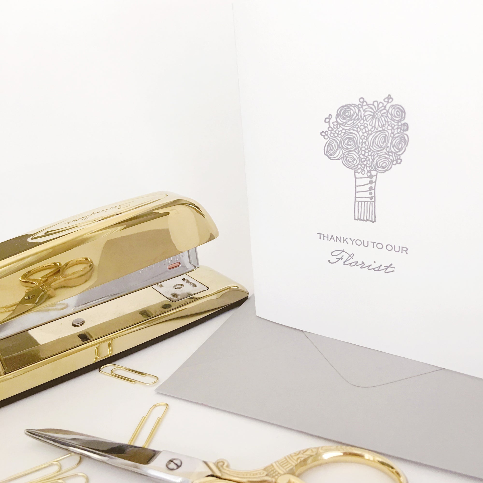 thank you wedding vendor letterpress greeting card, thank you to our florist letterpress greeting card