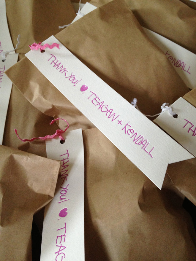 mommy mondays: handwriting + letterpress gift tags