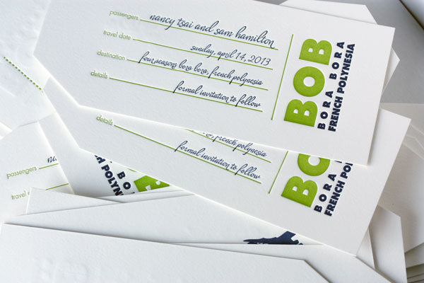 luggage tag inspired save the dates