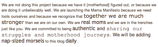 mommy mondays:  mama manifesto