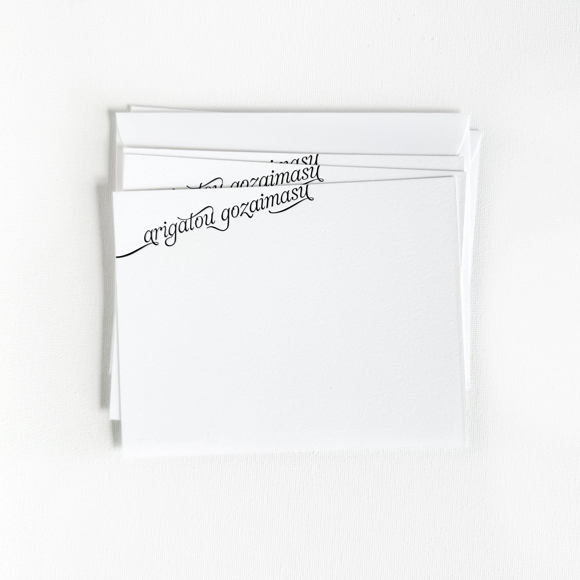 arigatou gozaimasu letterpress stationery
arigatou gozaimasu letterpress note cards
thank you cards in japanese
