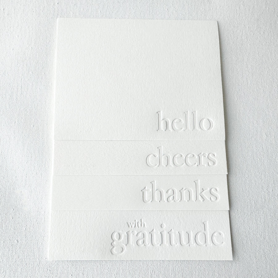 letterpress note cards - blind impression - cheers