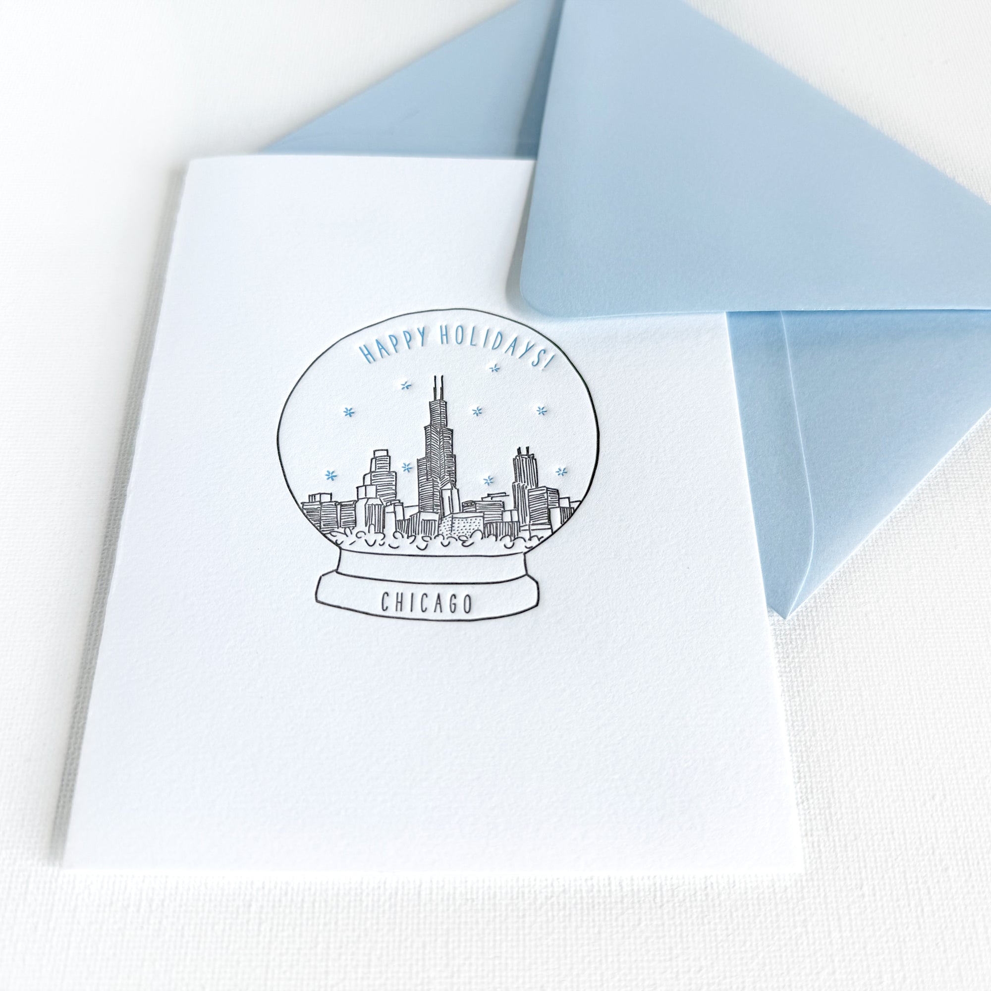 chicago snow globe letterpress greeting card
chicago holiday card