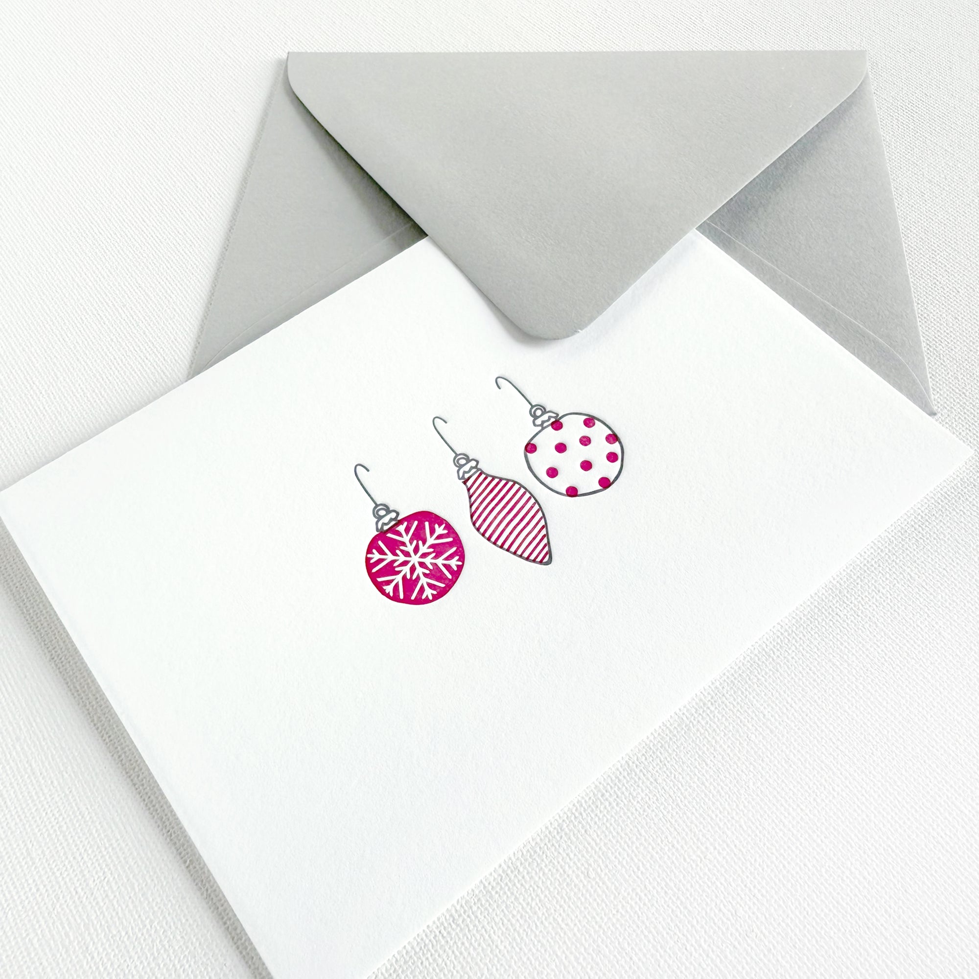 christmas ornaments letterpress card
holiday ornaments christmas card
letterpress chrismtas card