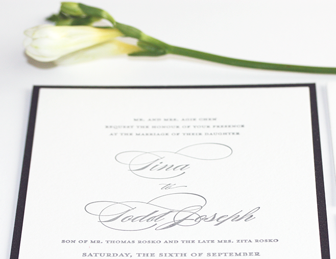 letterpress wedding invitation
