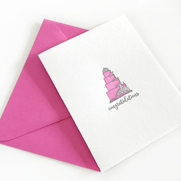 wedding cake letterpress greeting card
congratulations wedding card
pink cake card