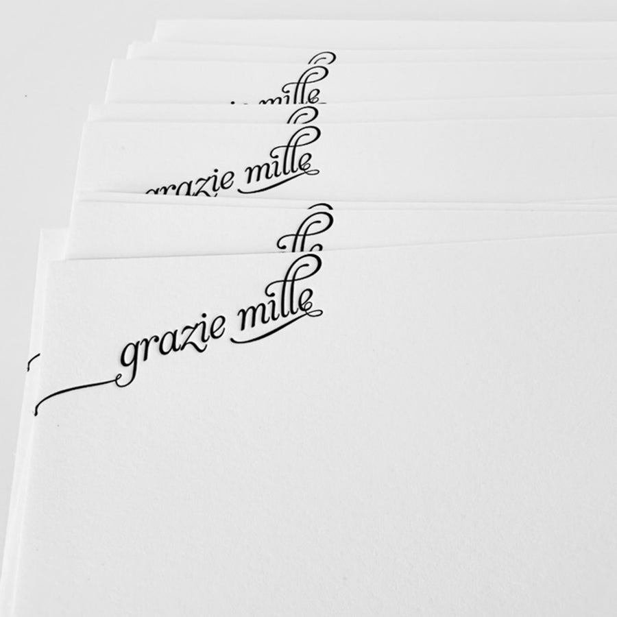 grazie mille note cards

grazie mille stationery

grazie mille boxed set