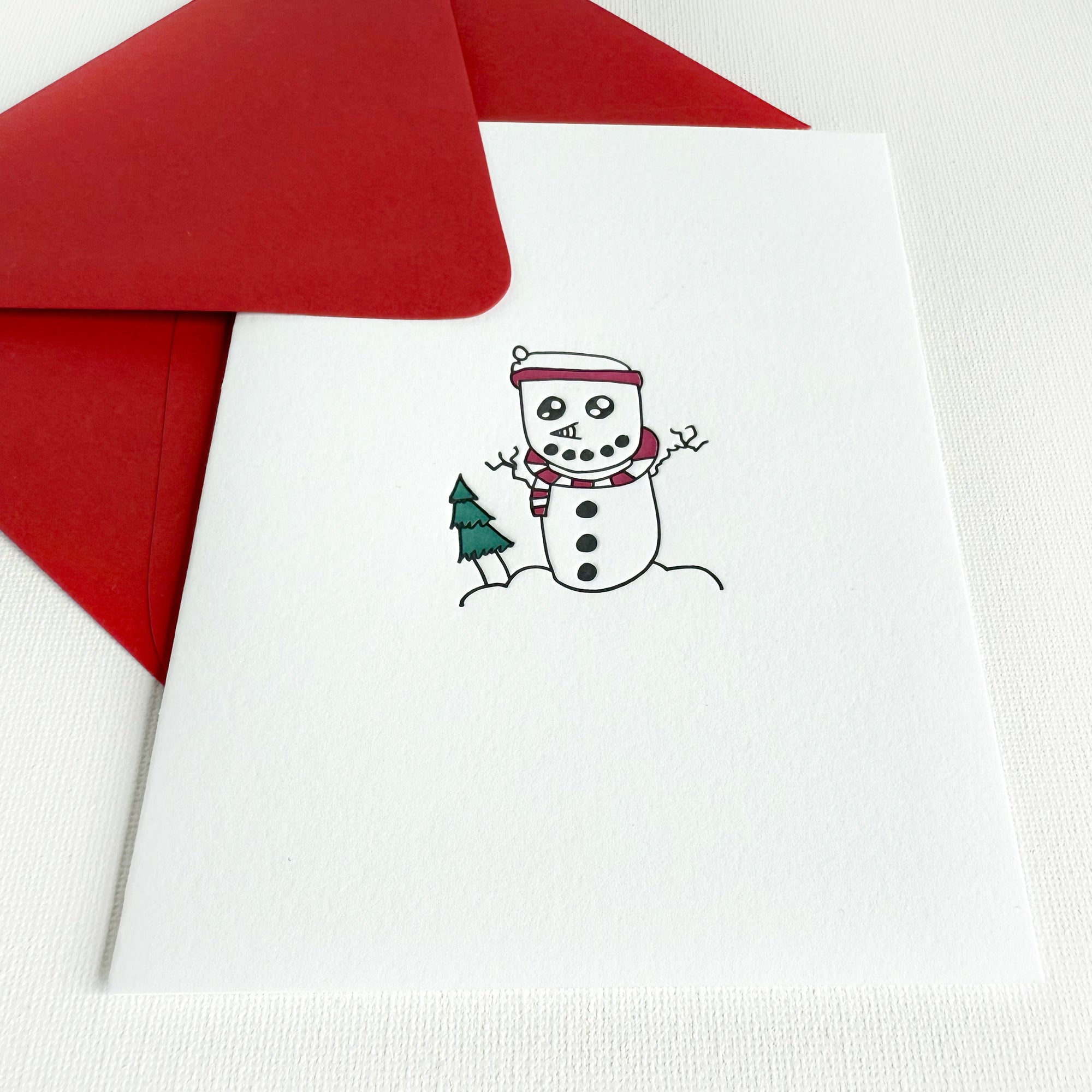 snowman christmas card
holiday christmas card
snowman letterpress card
snowman greeting card