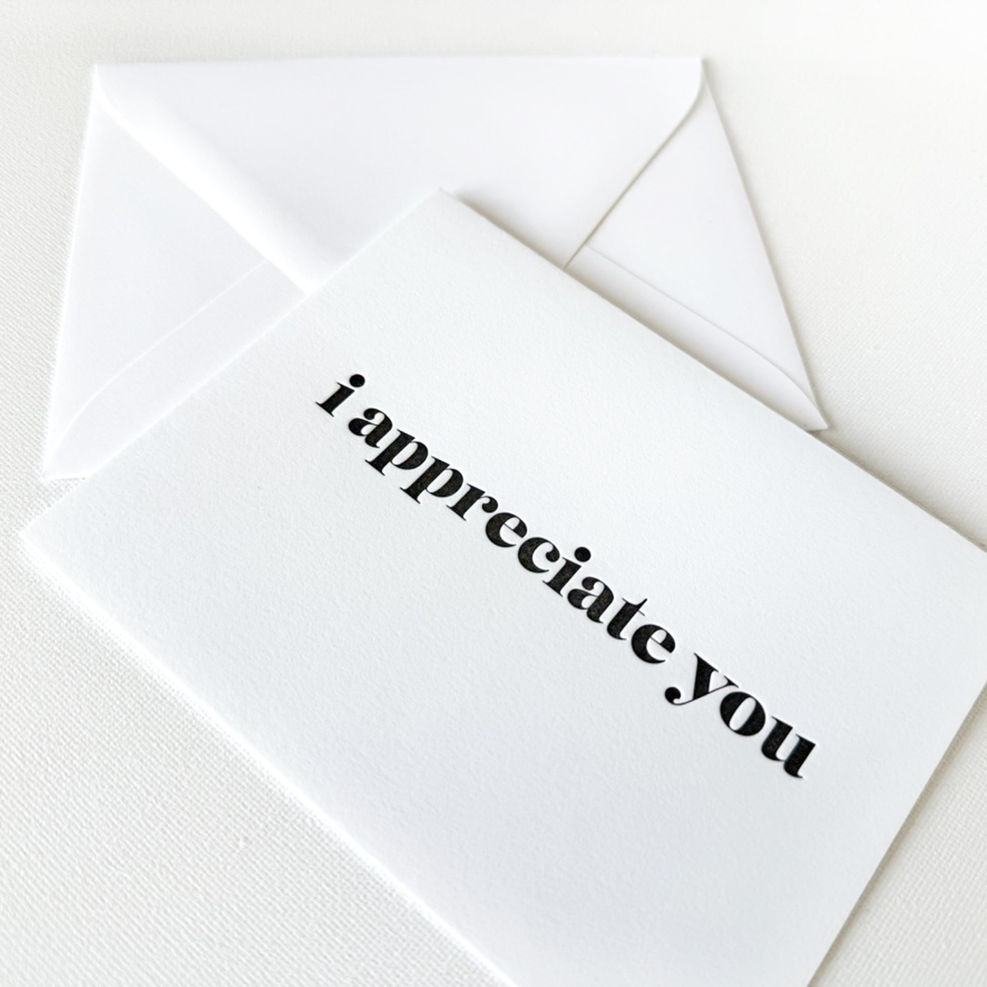 i appreciate you letterpress greeting card

thank you letterpress card