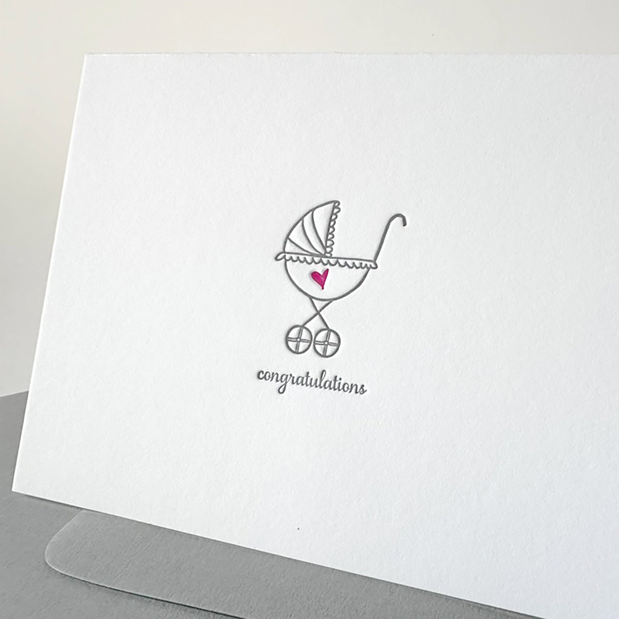 letterpress baby stroller greeting card