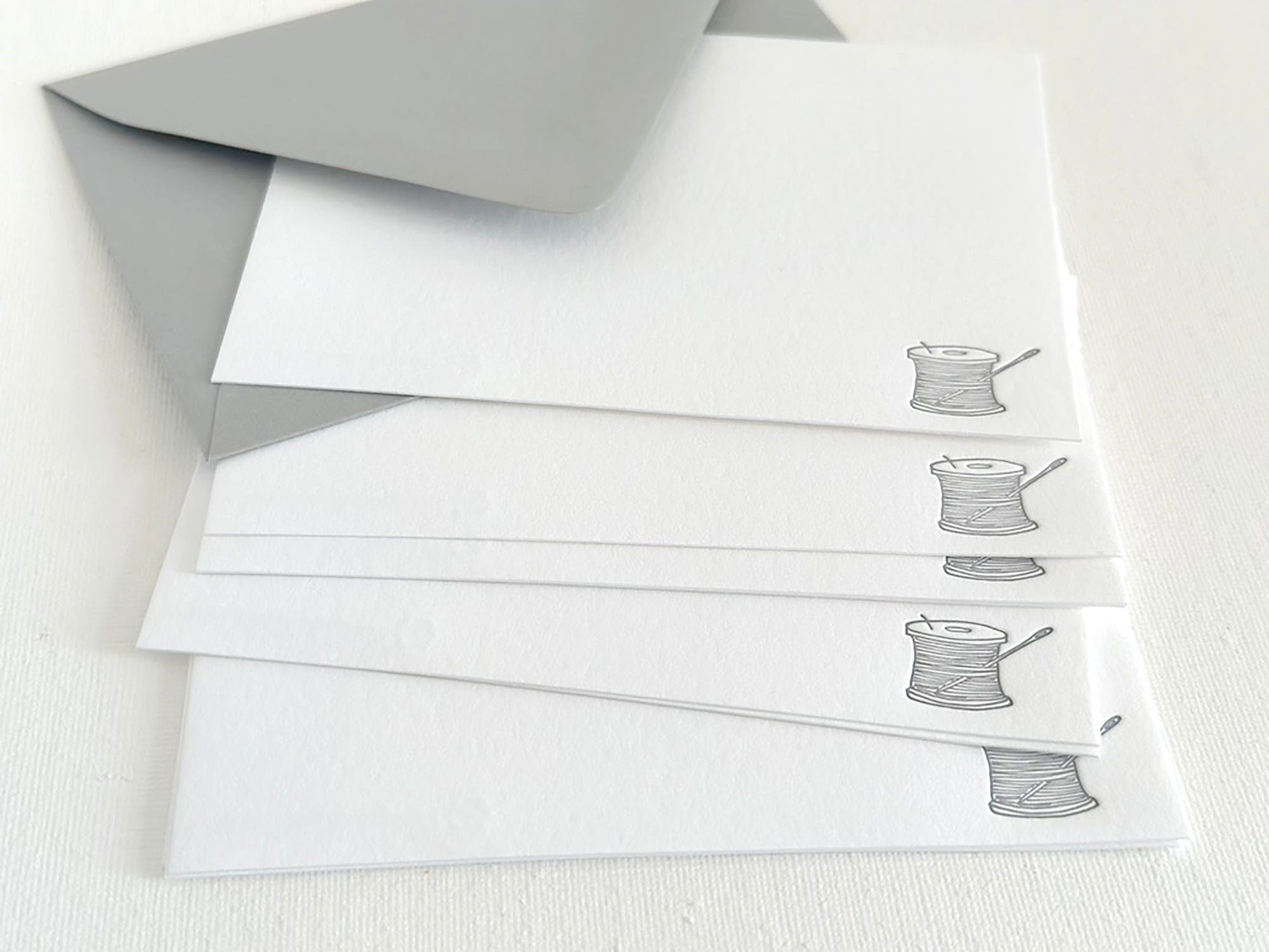 spool of thread stationery
letterpress stationery with a spool of thread design
spool of thread note card set