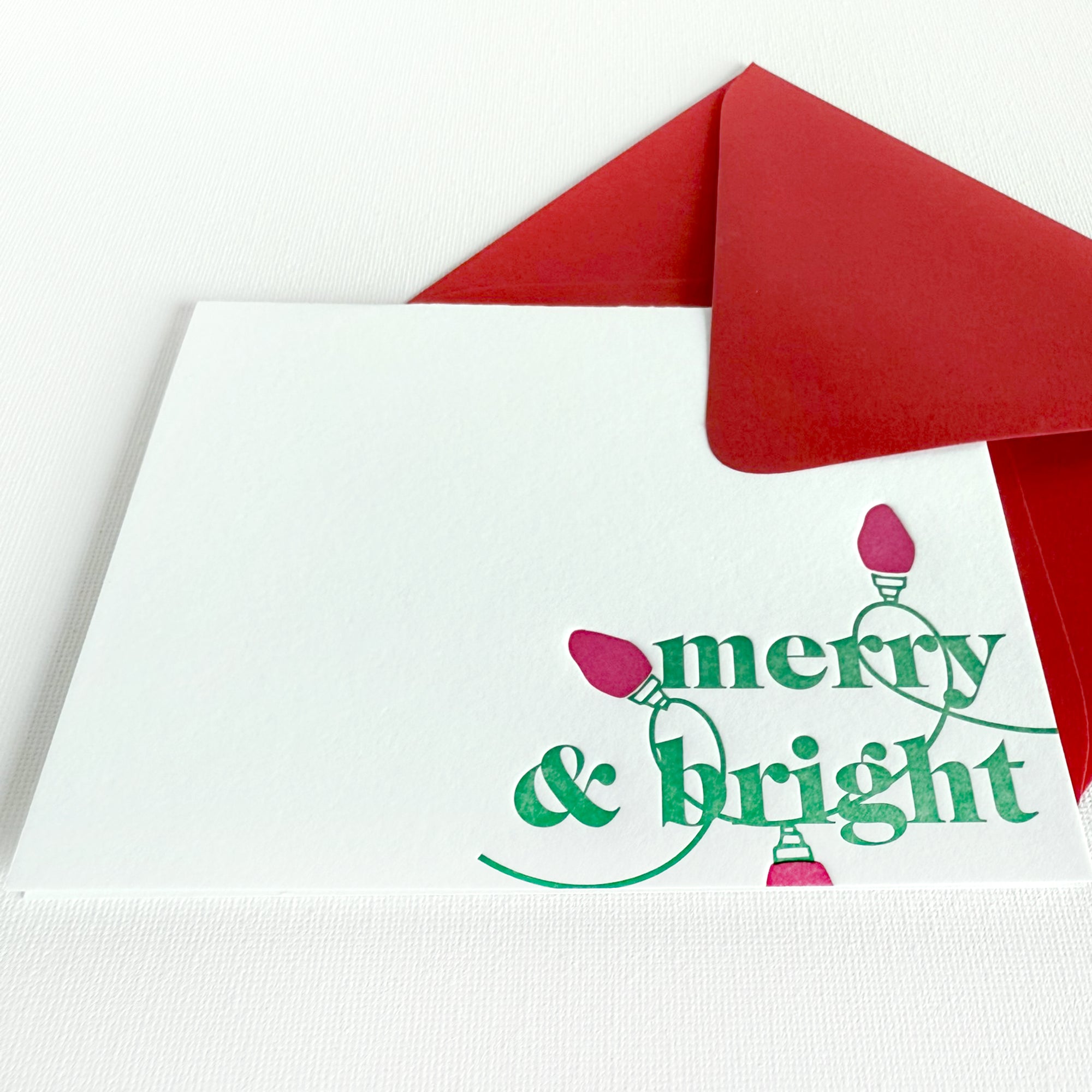 merry & bright letterpress christmas card