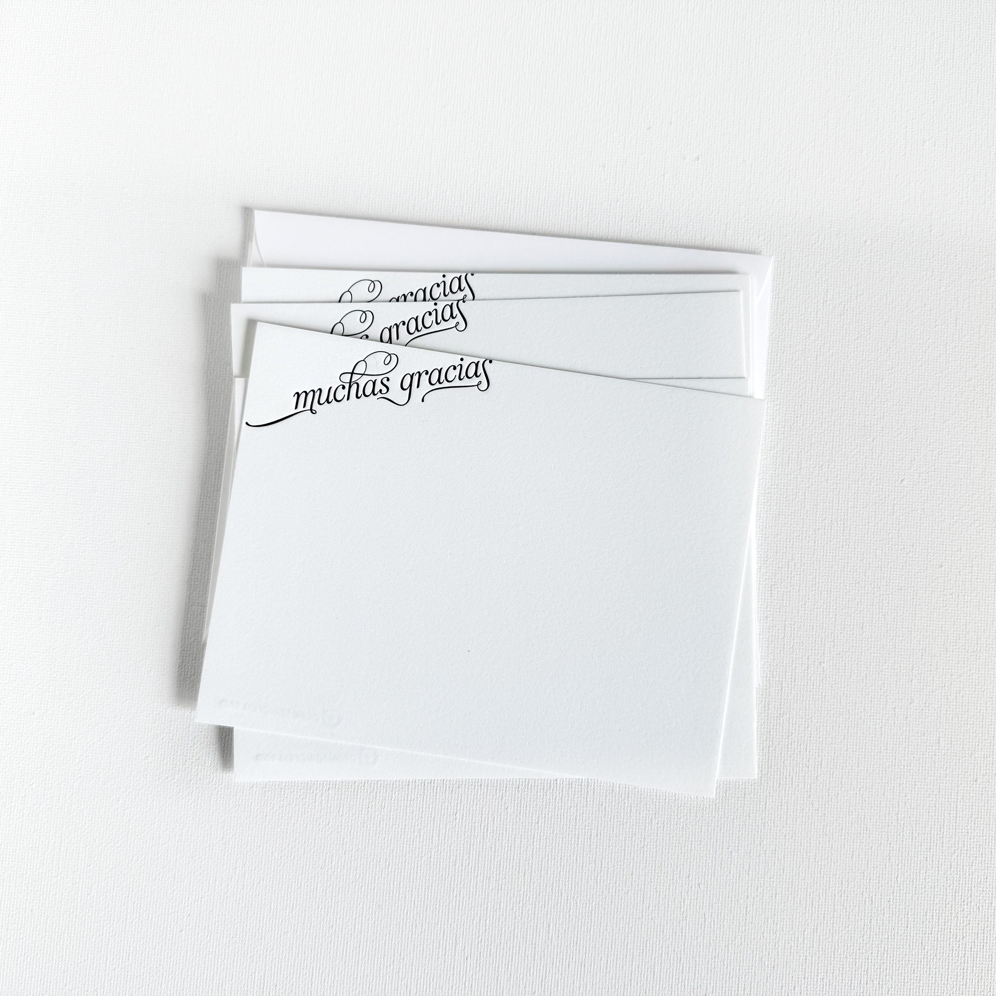 muchas gracias stationery

muchas gracias letterpress printed note cards

thank you note cards in spanish