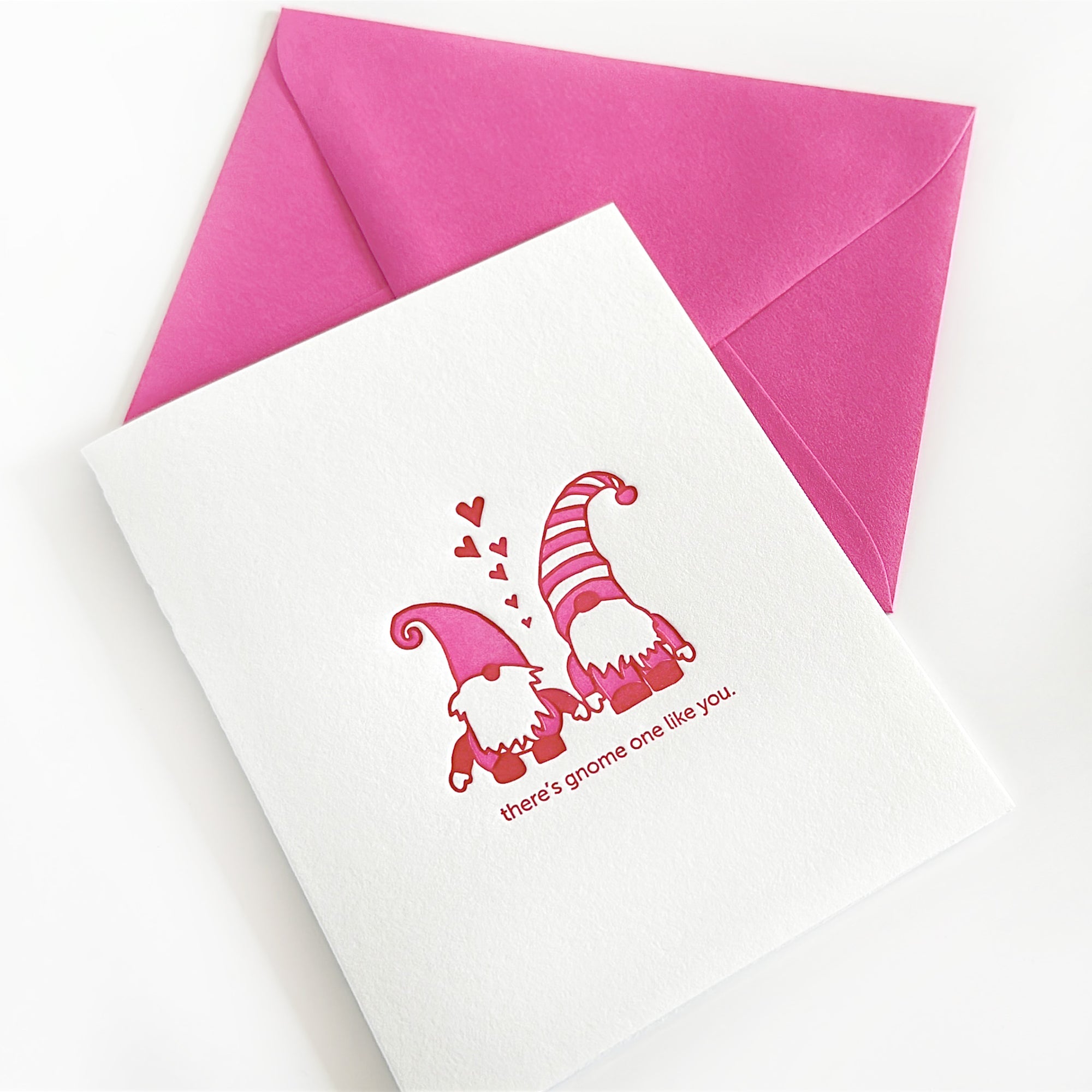 gnome love
love and friendship card
pink gnomes
gnome greeting card
pink gnome stationery
valentine's day card