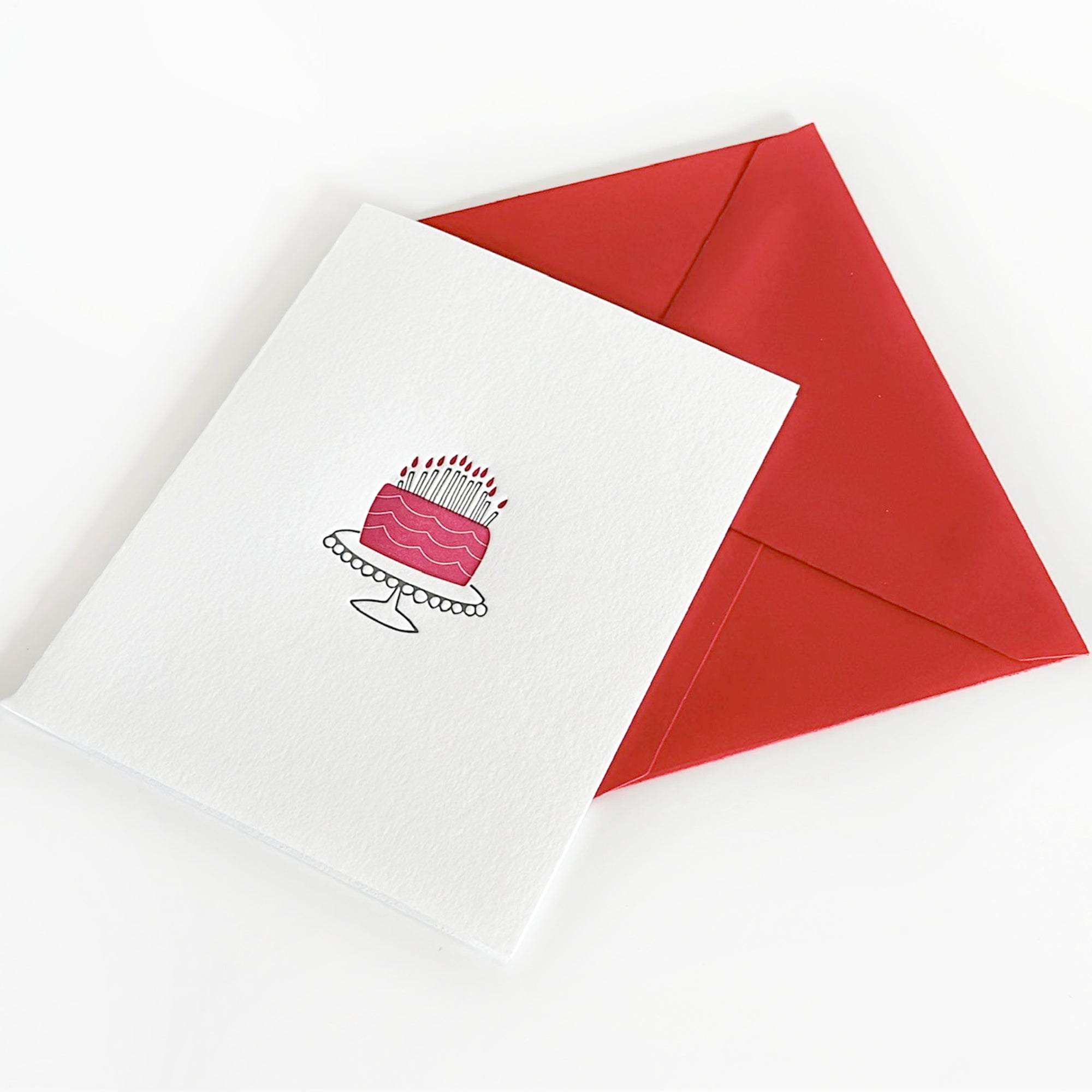 birthday card
red velvet cake
red cake
birthday cake
cake and candles
cake letterpress card
cake and candles letterpress birthday card