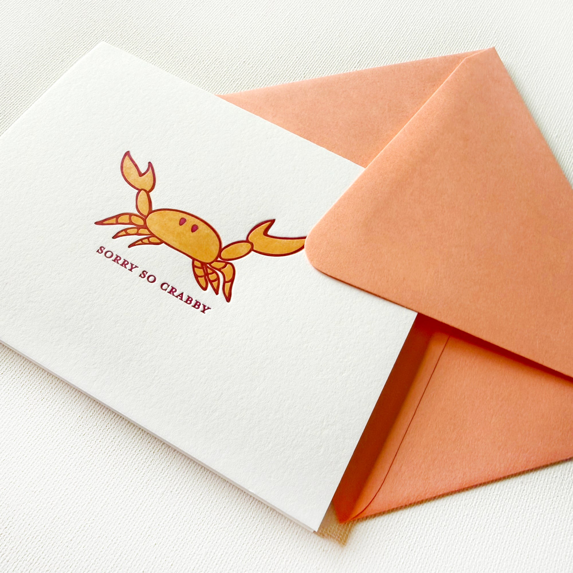 cute crab card to say you're sorry

letterpress sorry card