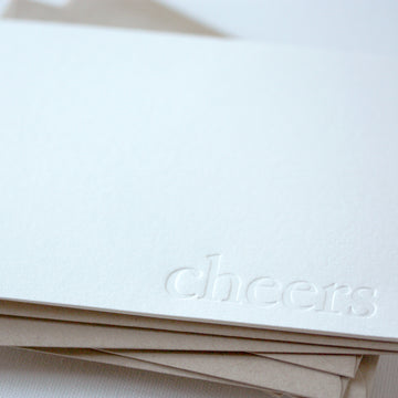 letterpress note cards - blind impression - cheers