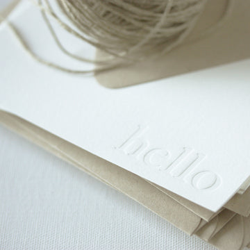letterpress note cards - blind impression - hello