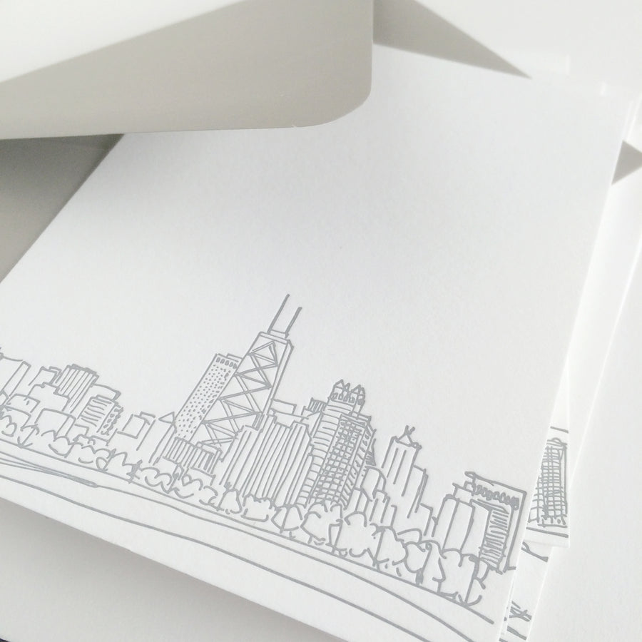 chicago skyline letterpress notecards
