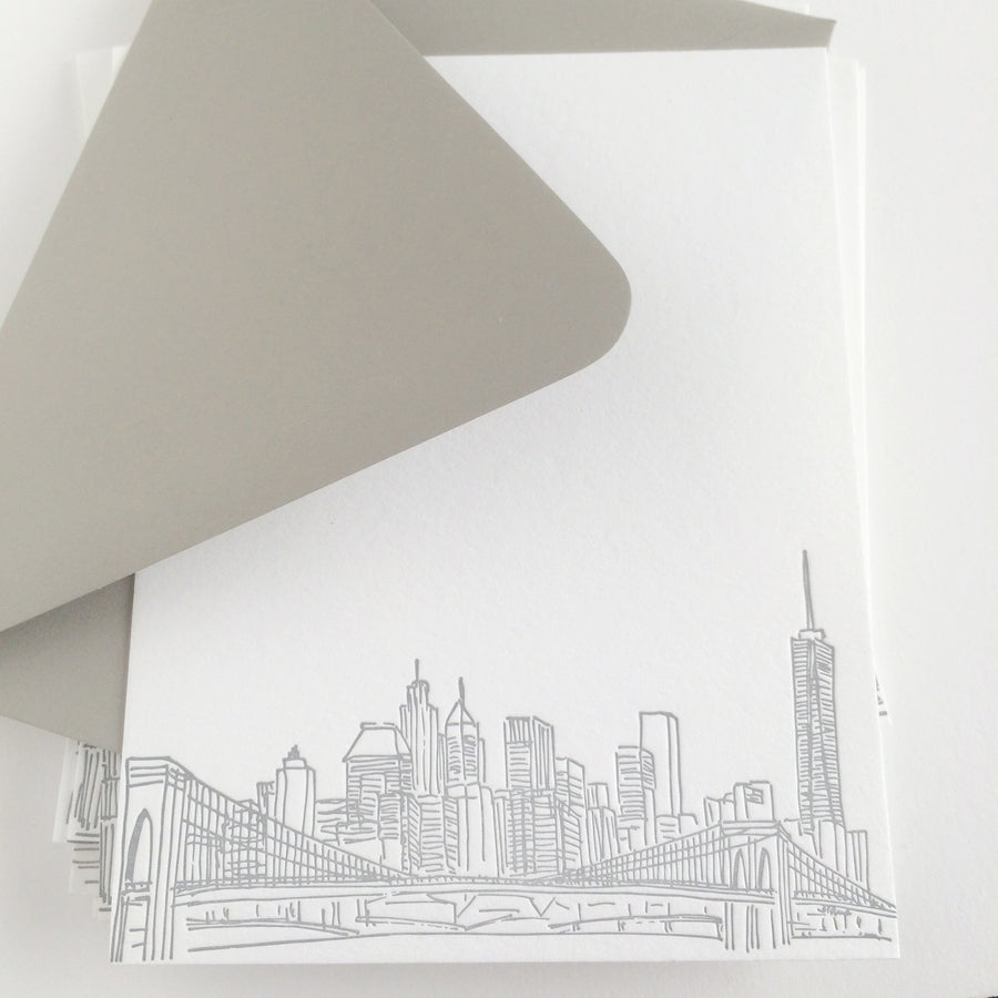 new york city skyline letterpress notecards