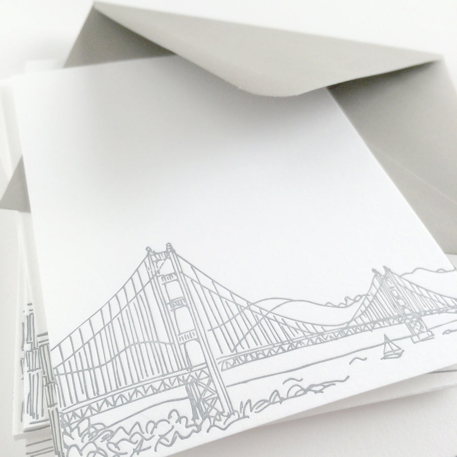 san francisco bridge letterpress notecards