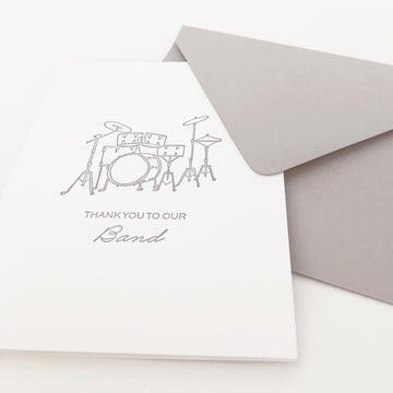 thank you wedding vendor letterpress greeting card, thank you to our band letterpress greeting card