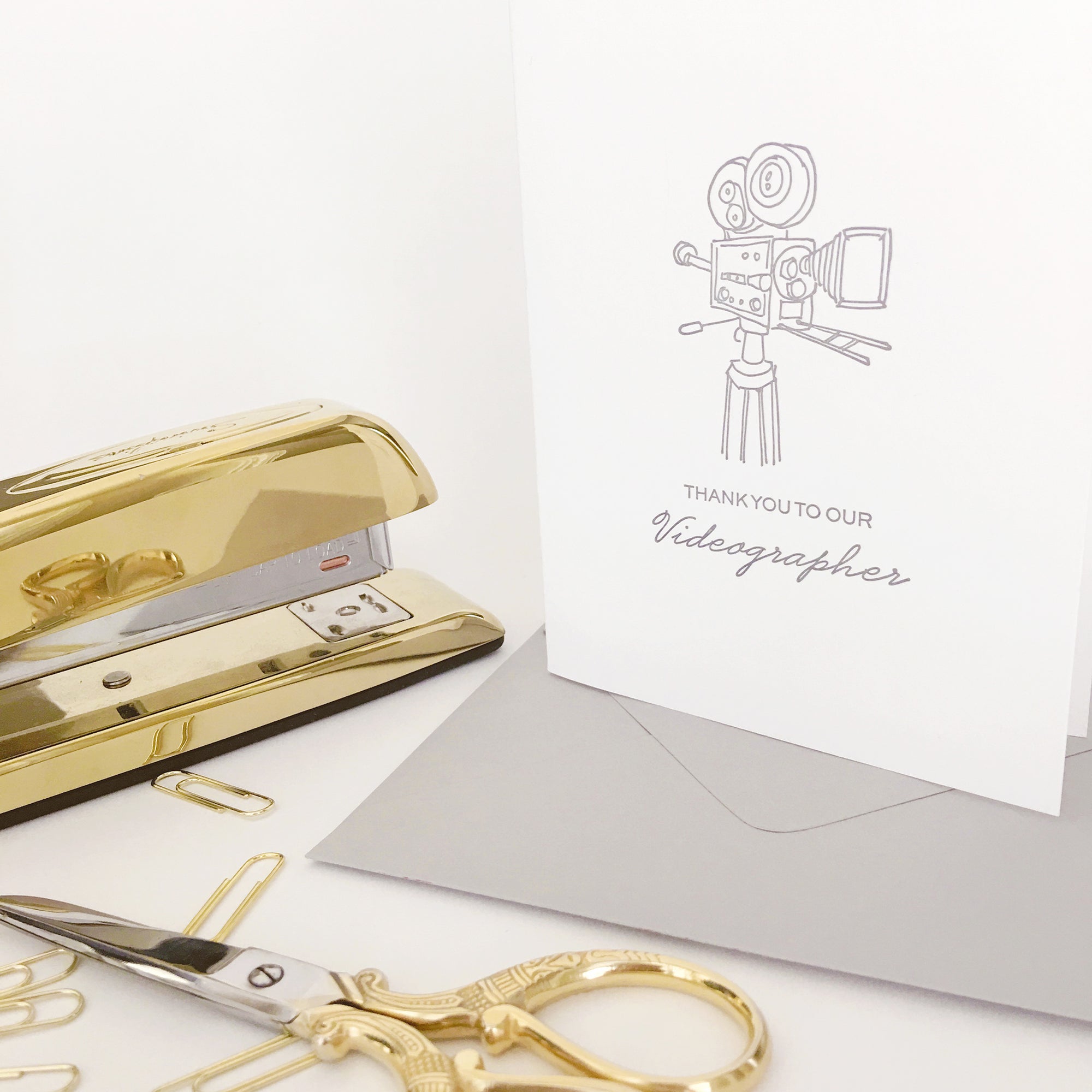 thank you wedding vendor letterpress greeting card, thank you to our videographer letterpress greeting card
