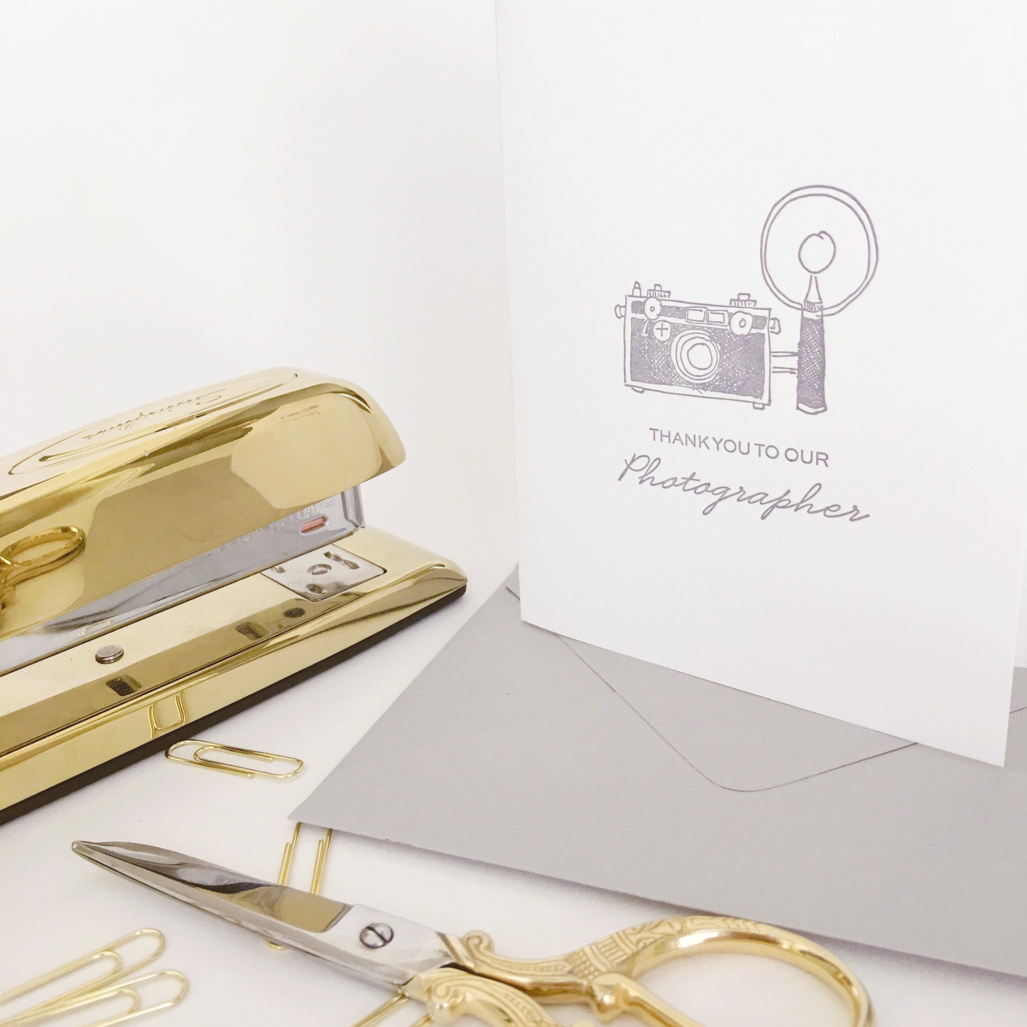 thank you wedding vendor letterpress greeting card, thank you to our photographer letterpress greeting card